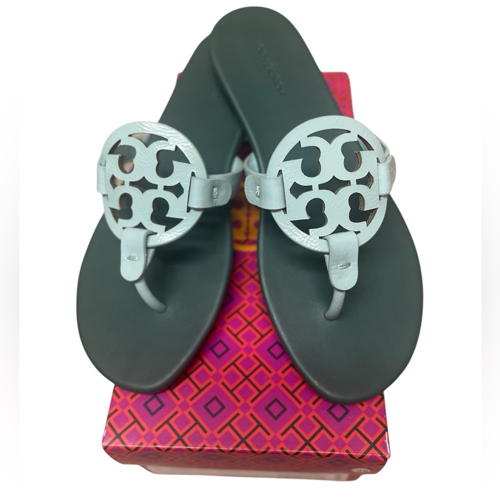 Tory Burch Miller Soft Light Blue and Green Sandal Size 7.5 - Picture 2 of 7